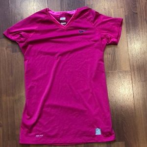 Pink Nike Pro dri-fit t-shirt